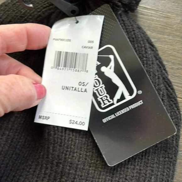 NWT PGA Tour Black Knit Beanie Hat - Picture 2 of 7